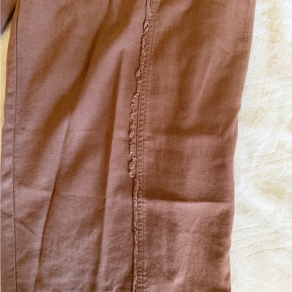 Calligraphie women’s linen blend Brown wide leg Pants - Picture 2 of 7